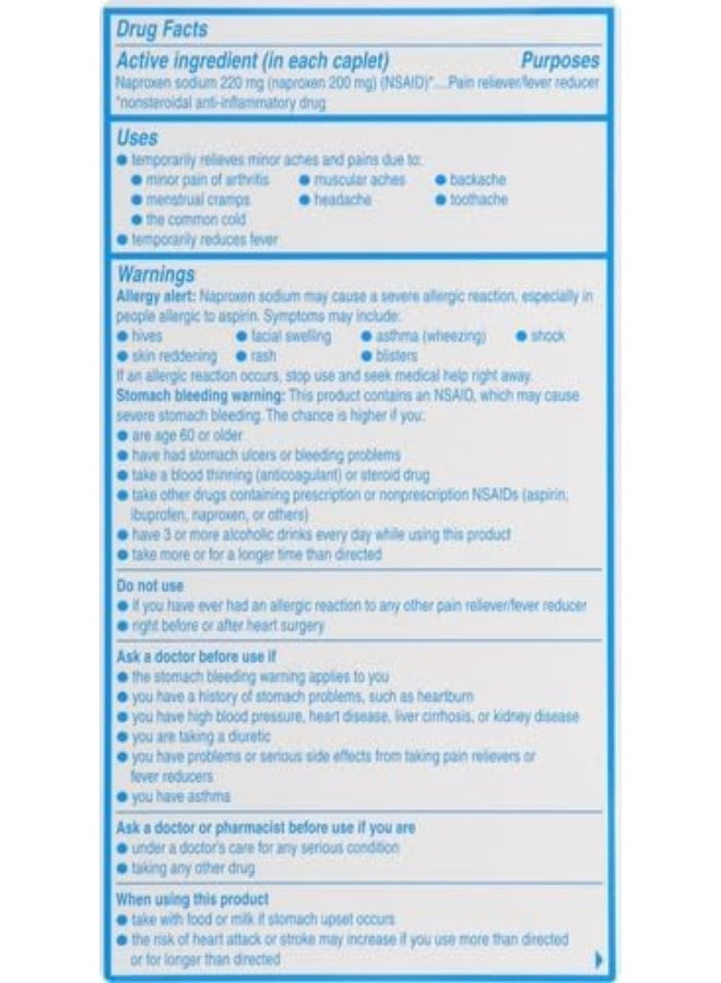 Aleve Caplets, Naproxen Sodium 220 mg (NSAID), Pain Reliever/Fever Reducer, 1 Orthopedic Surgeon Recommended, 270 Count - Image 3